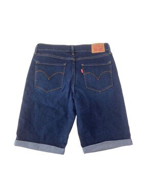 Levi's Women's Denim Bermuda Shorts W28 Rolled Hem Dark Blue 10 In Inseam